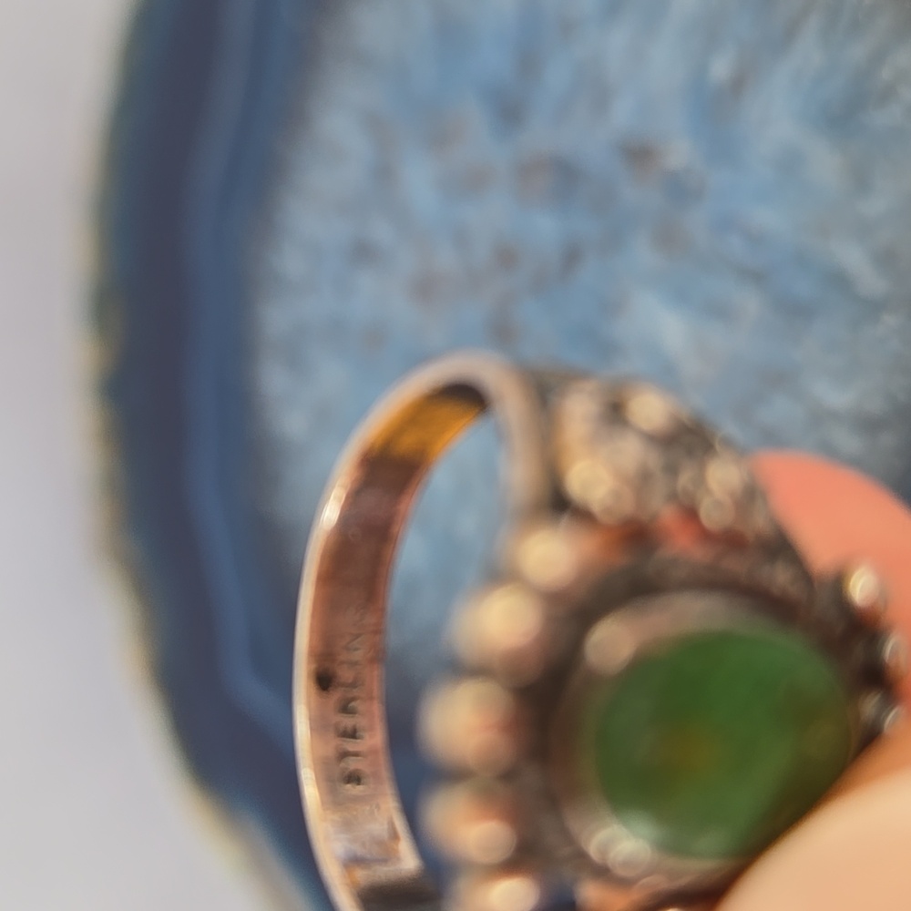 Vintage Fred Harvey Era Sterling Silver Green Turquoise Oval Stone - Picture 7 of 7